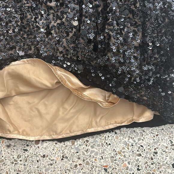 SCALA one shoulder black silk sequin mini cocktail dress side zip 6 - Picture 7 of 7